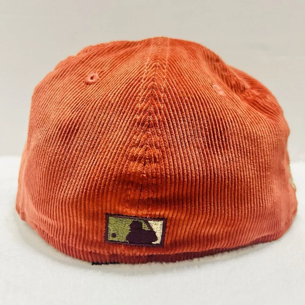 New Era Minnesota Twins Corduroy Dream Patch 59FIFTY Fitted Hat Cap Orange 7 1/8